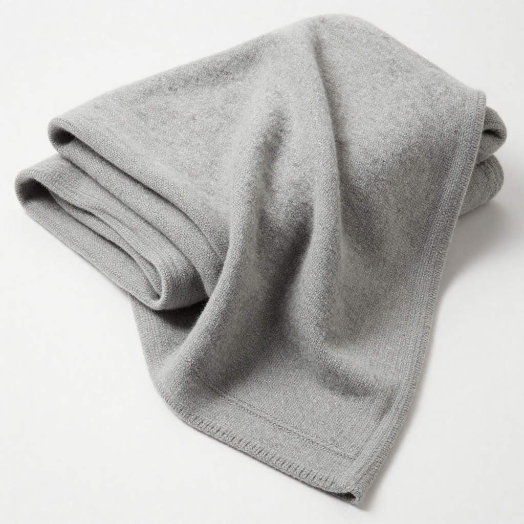 Luxurious merino wool throw blanket in natural grey